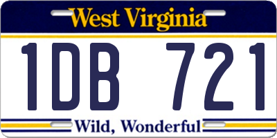 WV license plate 1DB721