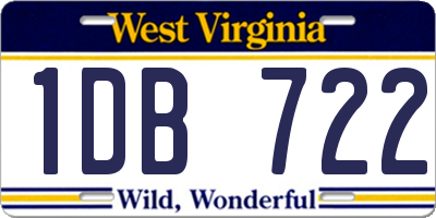WV license plate 1DB722