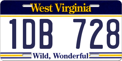 WV license plate 1DB728