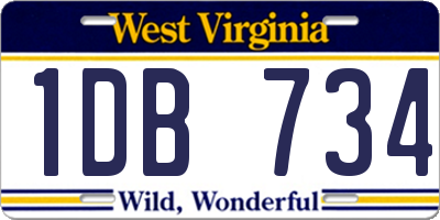 WV license plate 1DB734