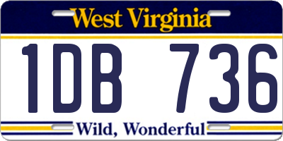 WV license plate 1DB736