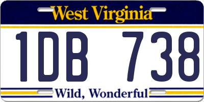 WV license plate 1DB738