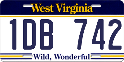 WV license plate 1DB742
