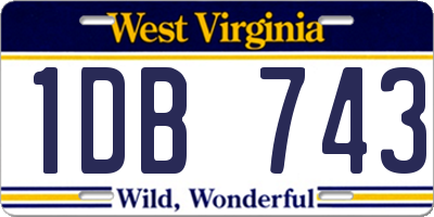 WV license plate 1DB743
