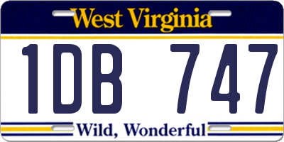 WV license plate 1DB747