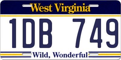 WV license plate 1DB749