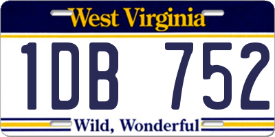 WV license plate 1DB752