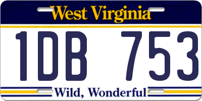 WV license plate 1DB753