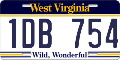 WV license plate 1DB754