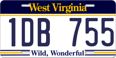 WV license plate 1DB755