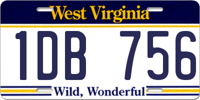 WV license plate 1DB756