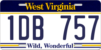 WV license plate 1DB757