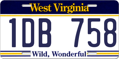WV license plate 1DB758