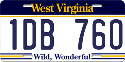 WV license plate 1DB760