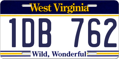 WV license plate 1DB762