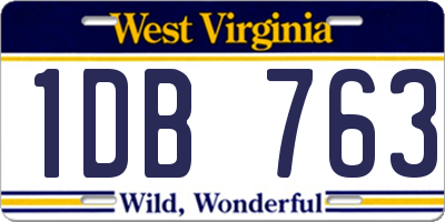 WV license plate 1DB763