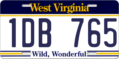 WV license plate 1DB765