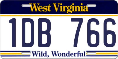 WV license plate 1DB766