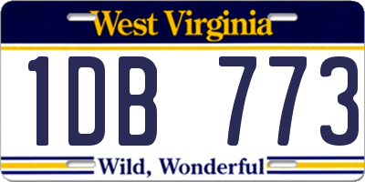 WV license plate 1DB773