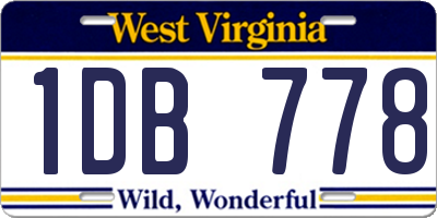 WV license plate 1DB778