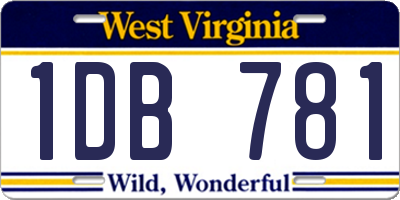 WV license plate 1DB781