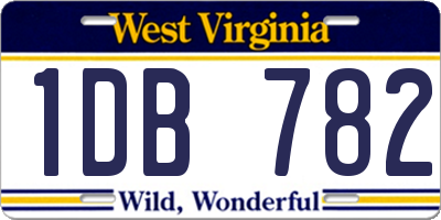 WV license plate 1DB782
