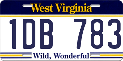 WV license plate 1DB783
