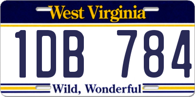 WV license plate 1DB784