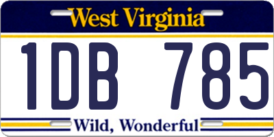 WV license plate 1DB785