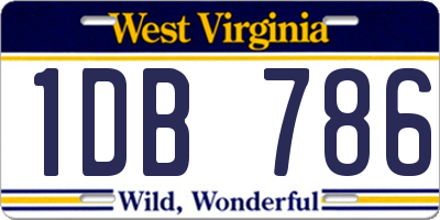 WV license plate 1DB786