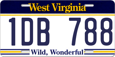 WV license plate 1DB788