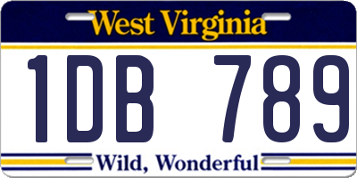 WV license plate 1DB789