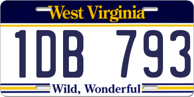 WV license plate 1DB793