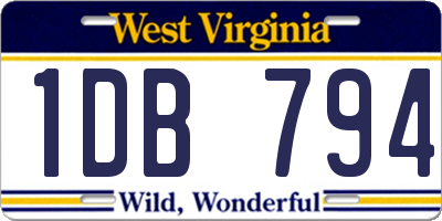 WV license plate 1DB794