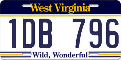 WV license plate 1DB796