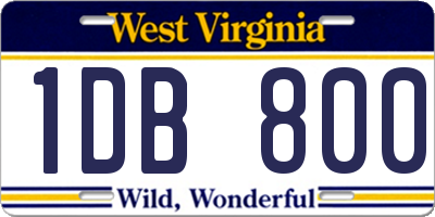 WV license plate 1DB800