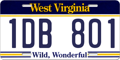 WV license plate 1DB801