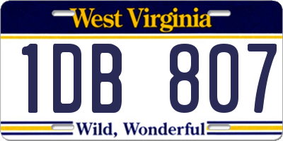 WV license plate 1DB807