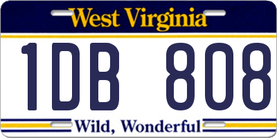 WV license plate 1DB808