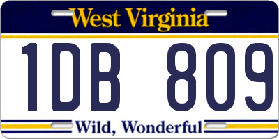 WV license plate 1DB809
