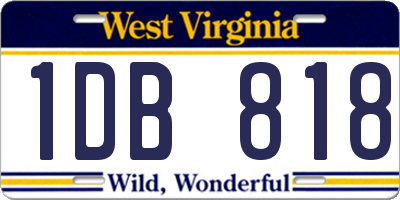 WV license plate 1DB818