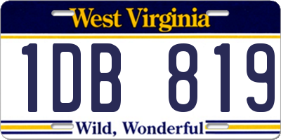 WV license plate 1DB819