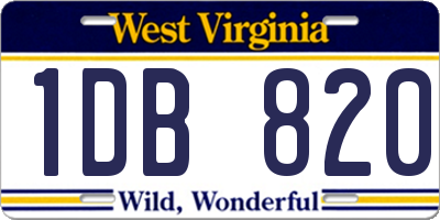 WV license plate 1DB820