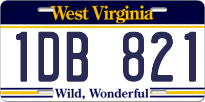 WV license plate 1DB821
