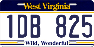 WV license plate 1DB825