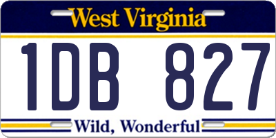 WV license plate 1DB827