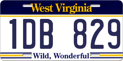 WV license plate 1DB829
