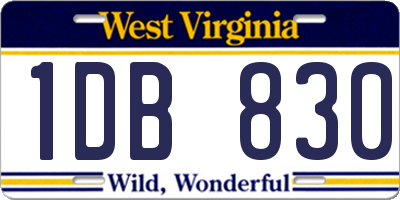 WV license plate 1DB830