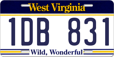 WV license plate 1DB831