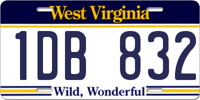 WV license plate 1DB832